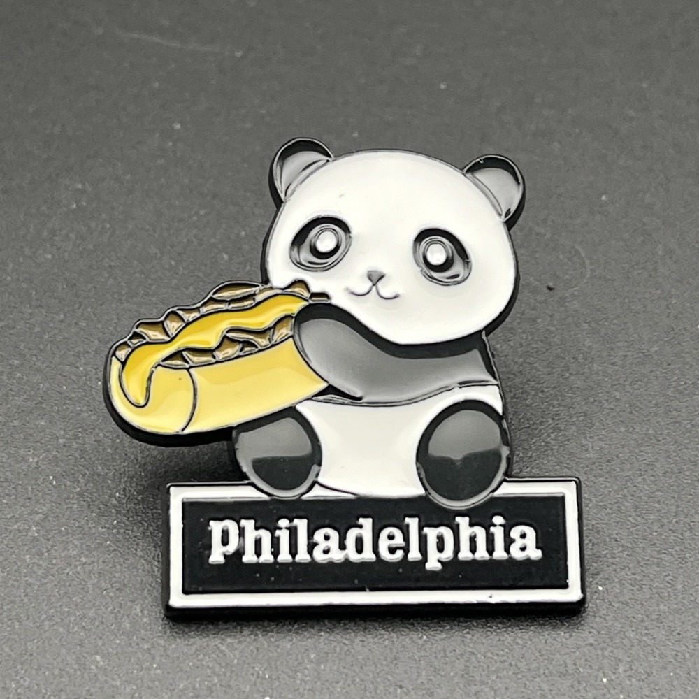Panda Bear Philadelphia Philly‎ Cheesesteak Cute Lapel Hat Pin